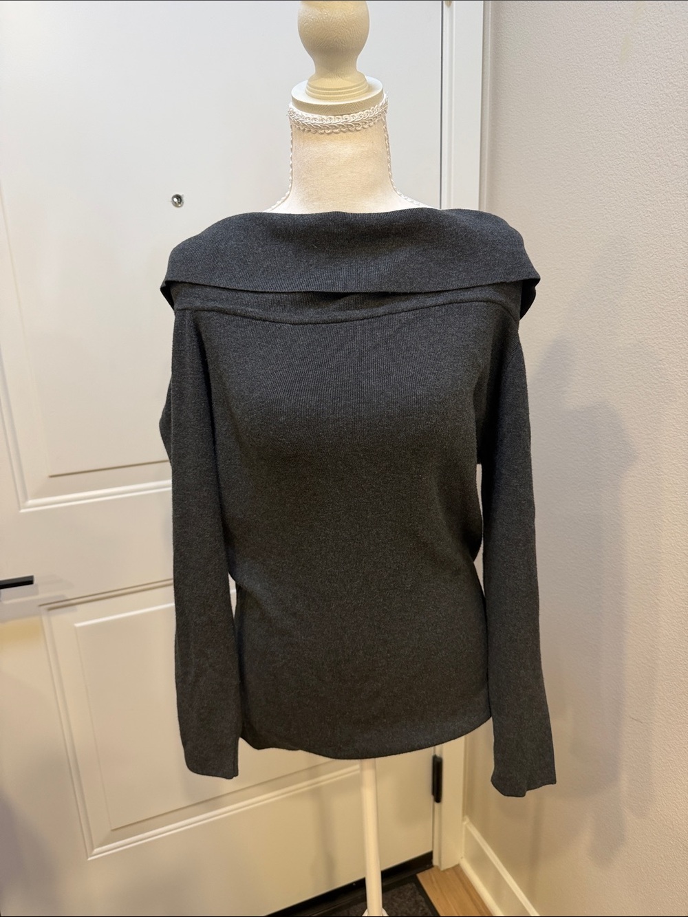Charcoal Off-Shoulder Women's Sweater